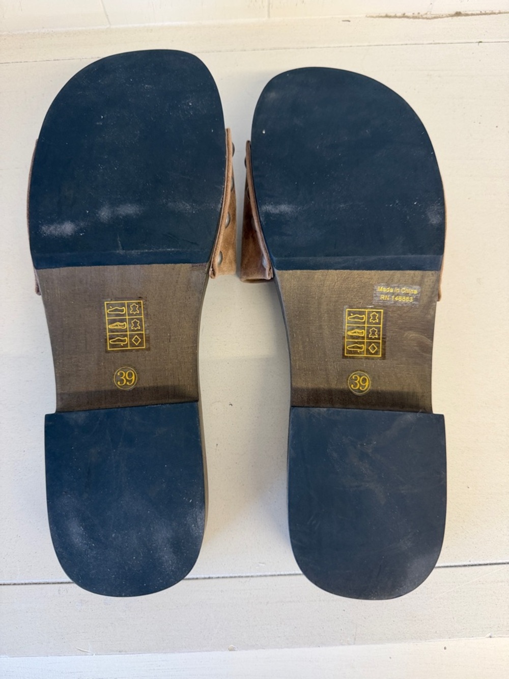 Anthropologie Taupe Suede Slide Sandals with Studs - Picture 4 of 5